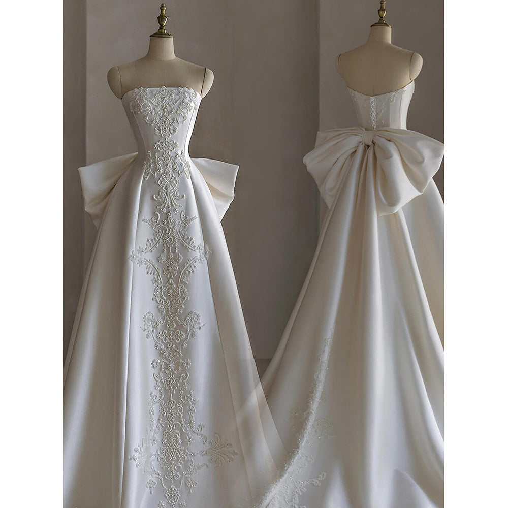Bridal French Strapless Satin Wedding Dress
