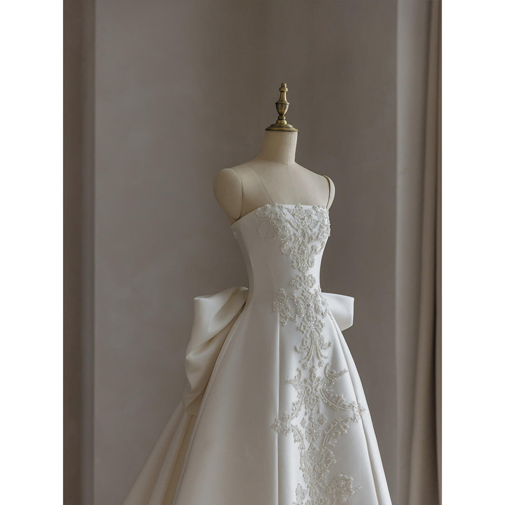 Bridal French Strapless Satin Wedding Dress