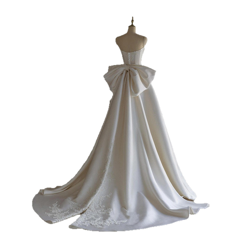Bridal French Strapless Satin Wedding Dress