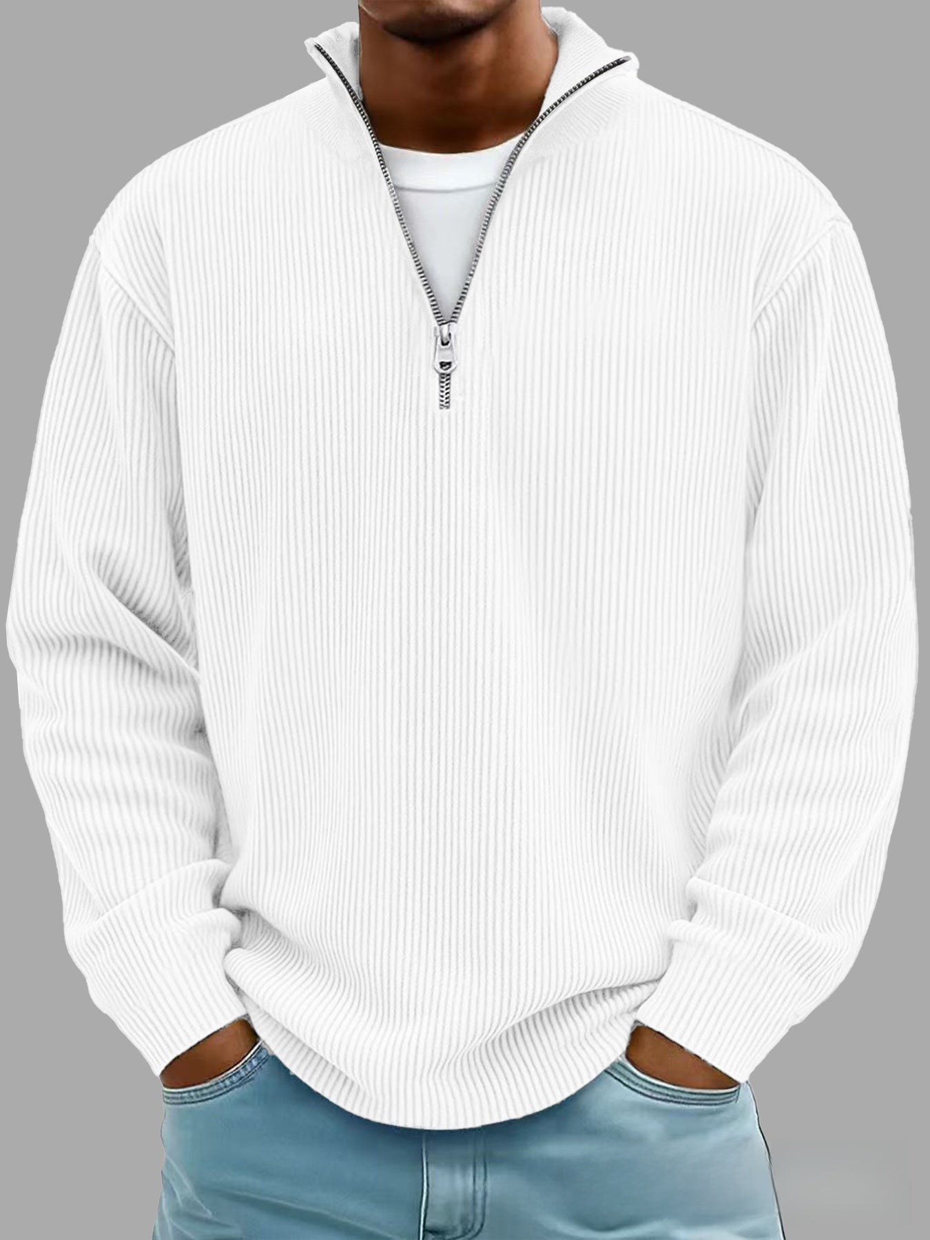 Men's Casual Long-Sleeve Polo Shirt/Sweatshirt