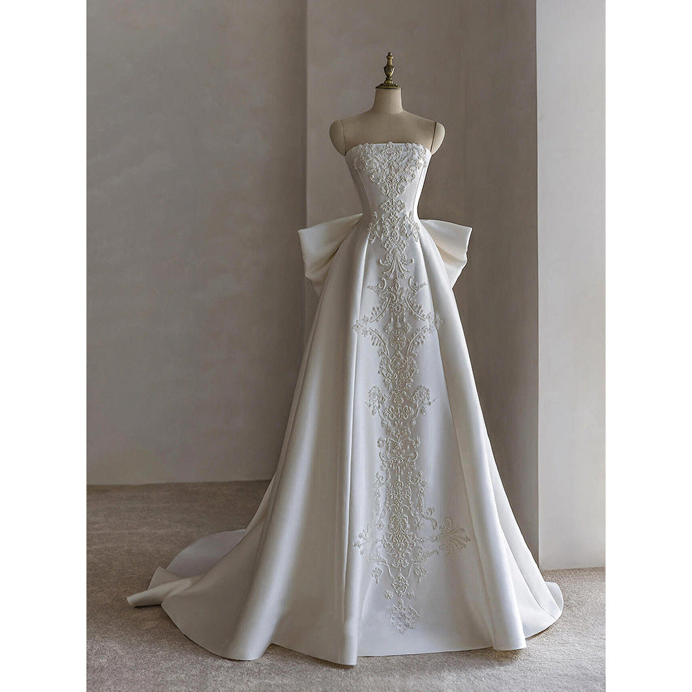 Bridal French Strapless Satin Wedding Dress