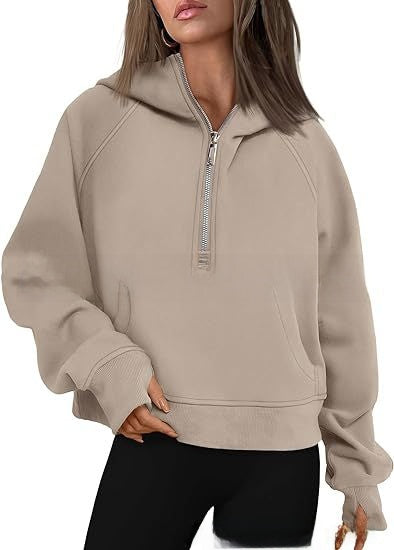 Hooded  zipped and thickened hoodie for women