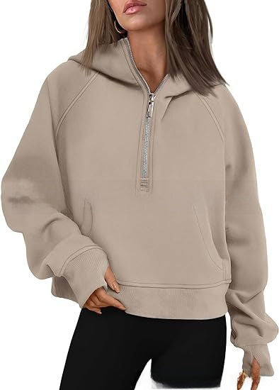 Hooded  zipped and thickened hoodie for women
