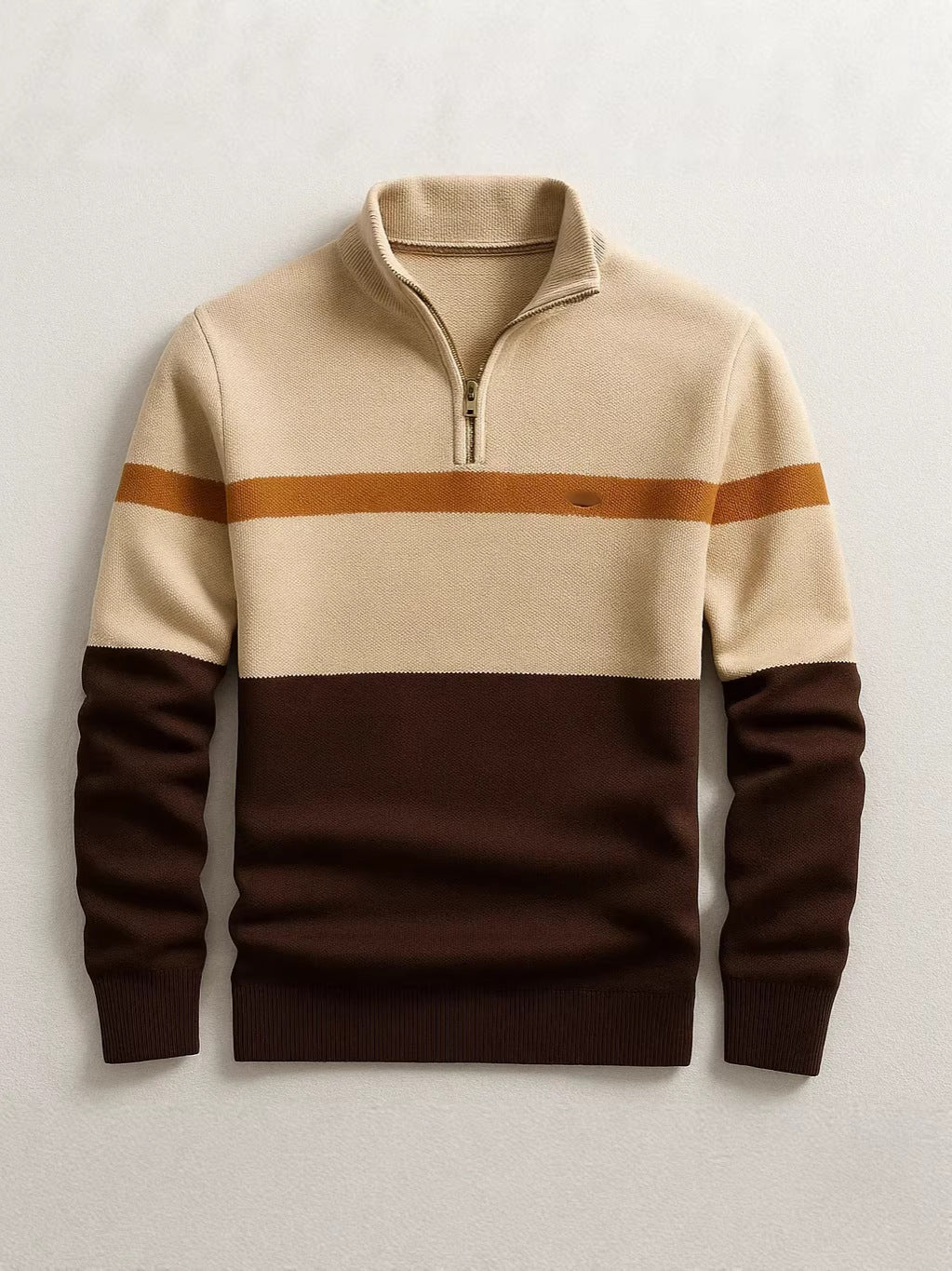 Mens Stand Collar Half Zip Knit Sweater