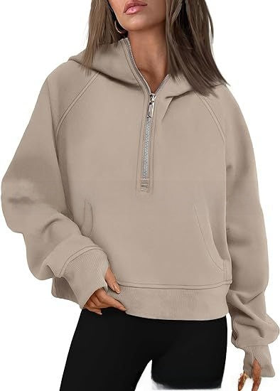 Hooded  zipped and thickened hoodie for women