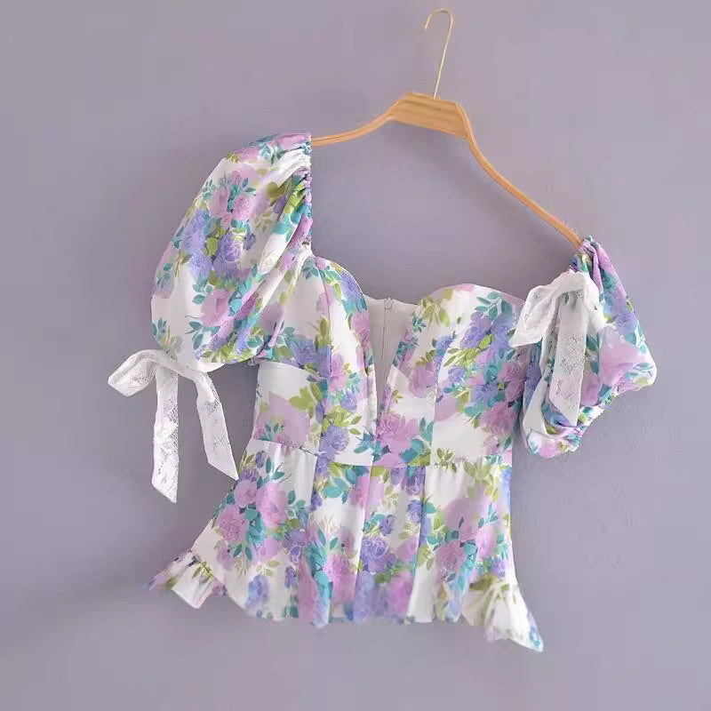 Lace-Up Lotus-Leaf Dress