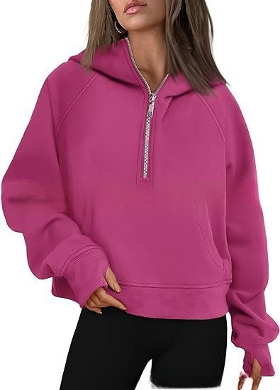 Hooded  zipped and thickened hoodie for women