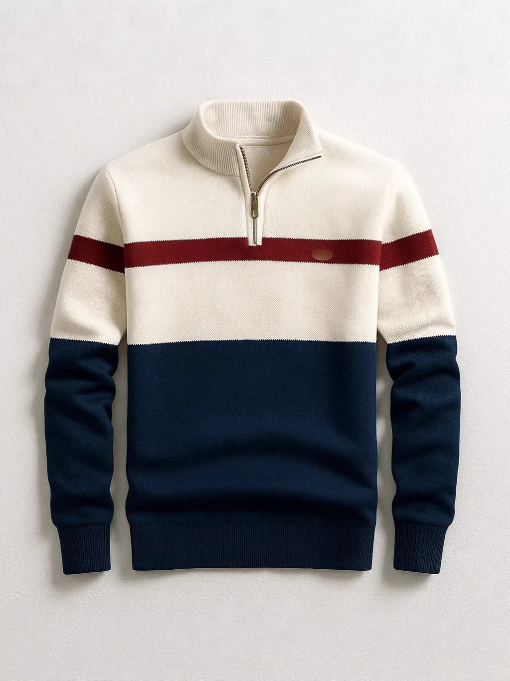 Mens Stand Collar Half Zip Knit Sweater