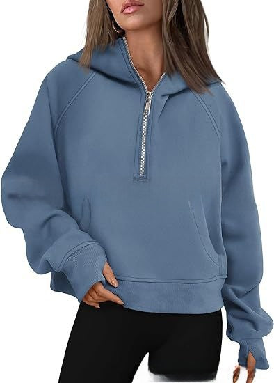 Hooded  zipped and thickened hoodie for women
