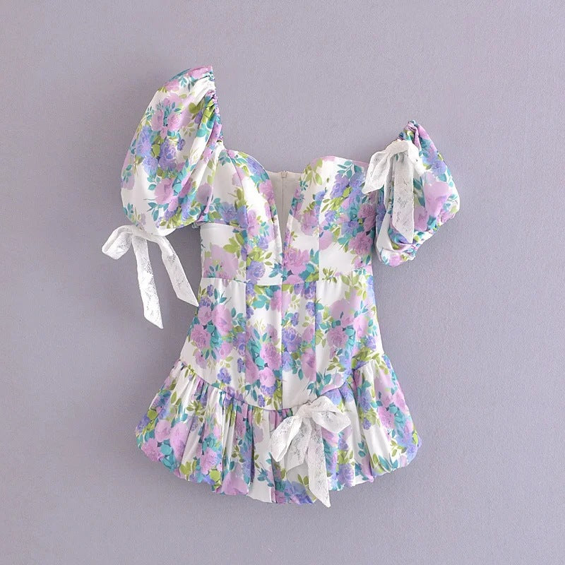 Lace-Up Lotus-Leaf Dress